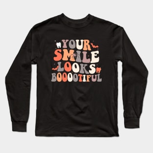 Funny Dental Hygienist Assistant Tech Halloween Dental Office Group Retro Long Sleeve T-Shirt